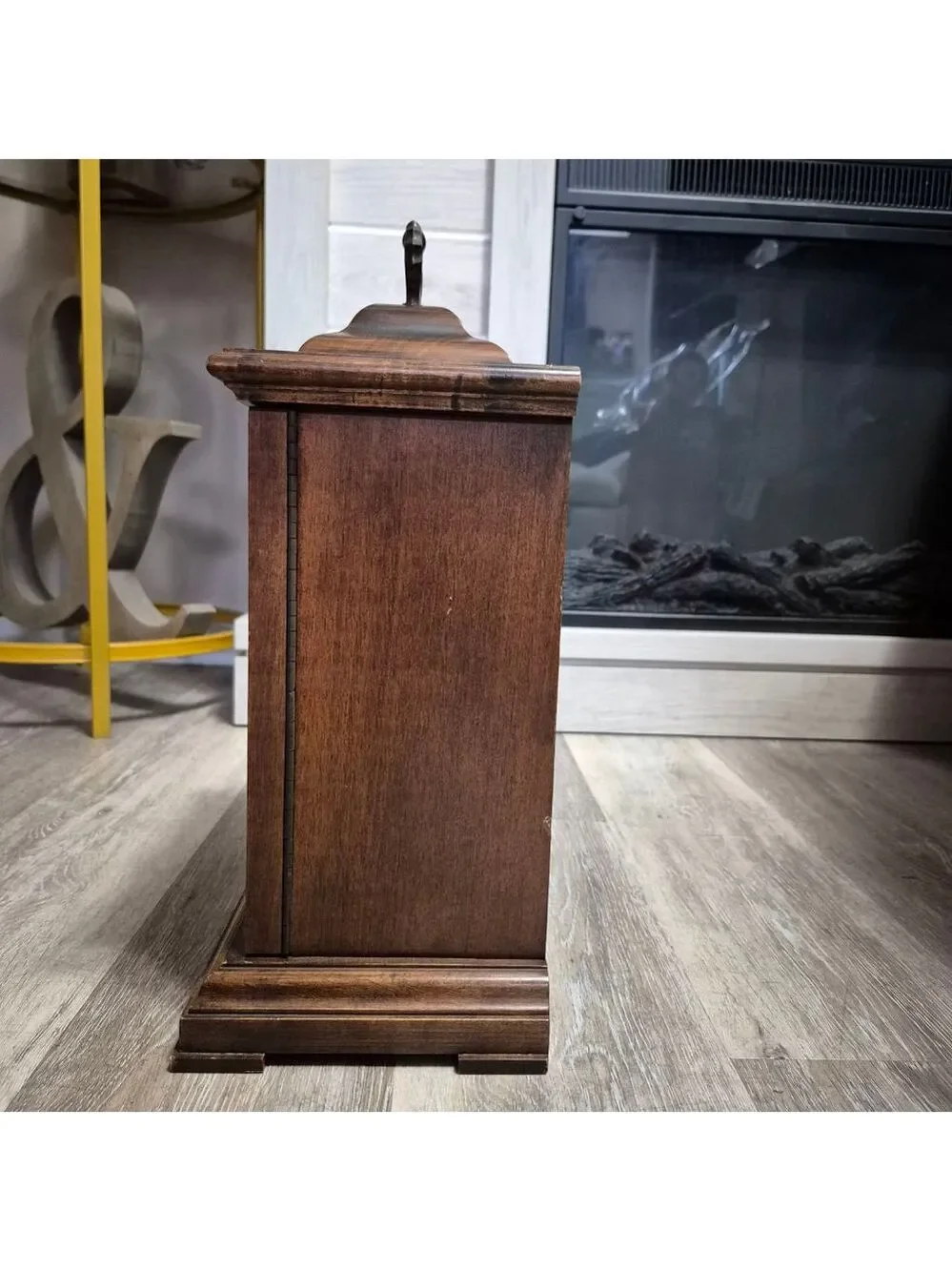 Seth Thomas Brown Wood Mantel Clock with Silver Face